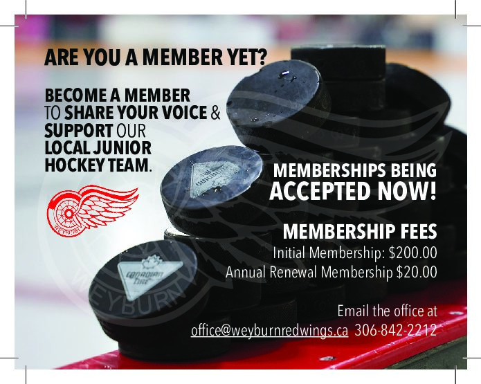Time to Purchase or Renew your WEYBURN Red Wing Membership!