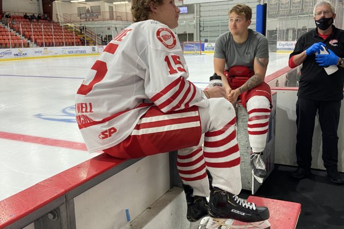 Yorkton Terriers and Weyburn Red Wings changed rinks on the fly