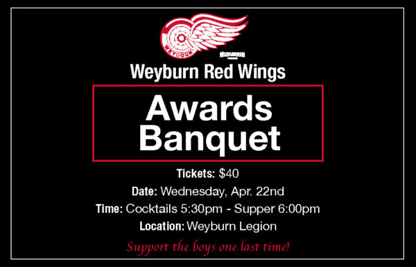 Weyburn Red Wings Awards Banquet – TICKETS ON SALE NOW